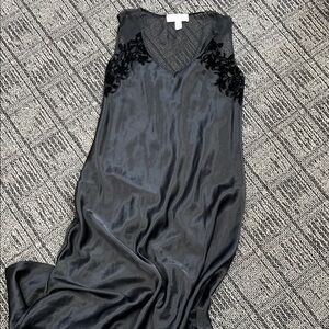 OSCAR DE LA RENTA Y2K PINK LABEL BLACK VELVET MAXI EMBELLISHED SLIP DRESS LG